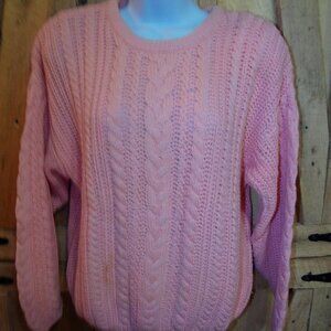 Vintage Cambridge Dry Goods women's soft pink cable knit sweater